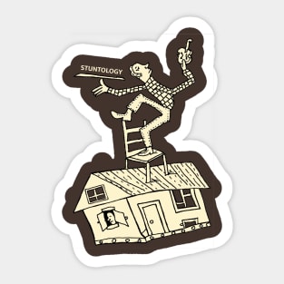 Stuntology on top of house Sticker